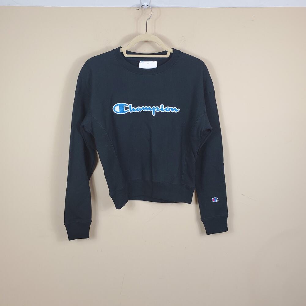 Champion Reverse Weave Crewneck Pullover in Black Women's Size XS